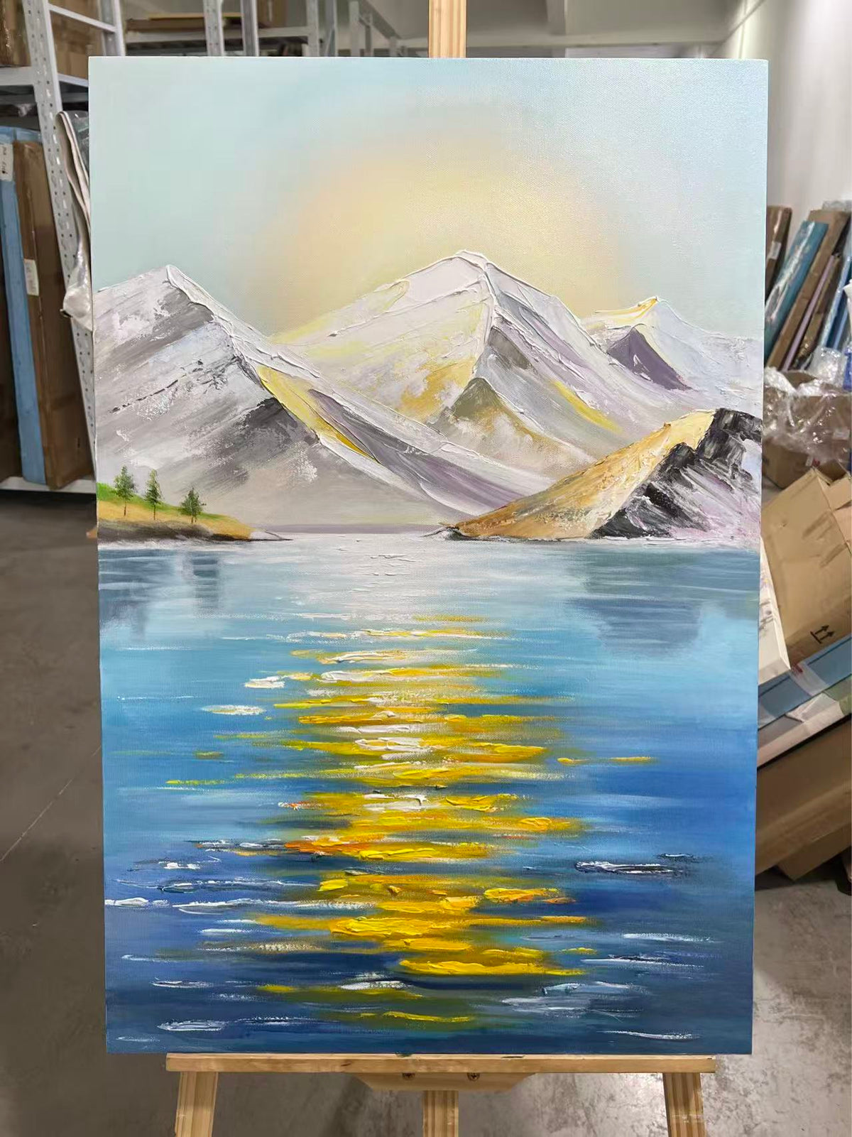 Snowy Peaks over Blue Lake