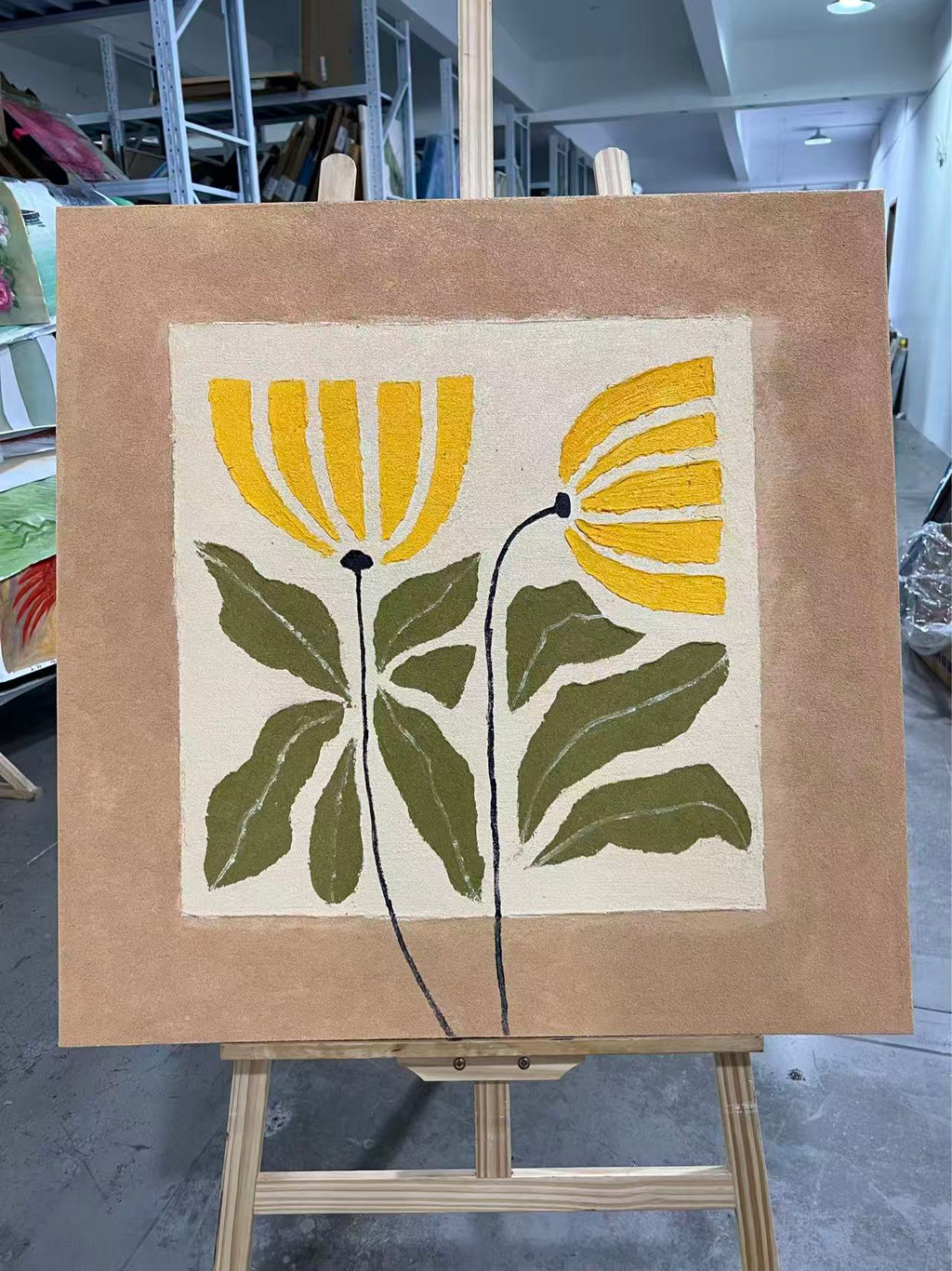 Mustard Flowers on Cream