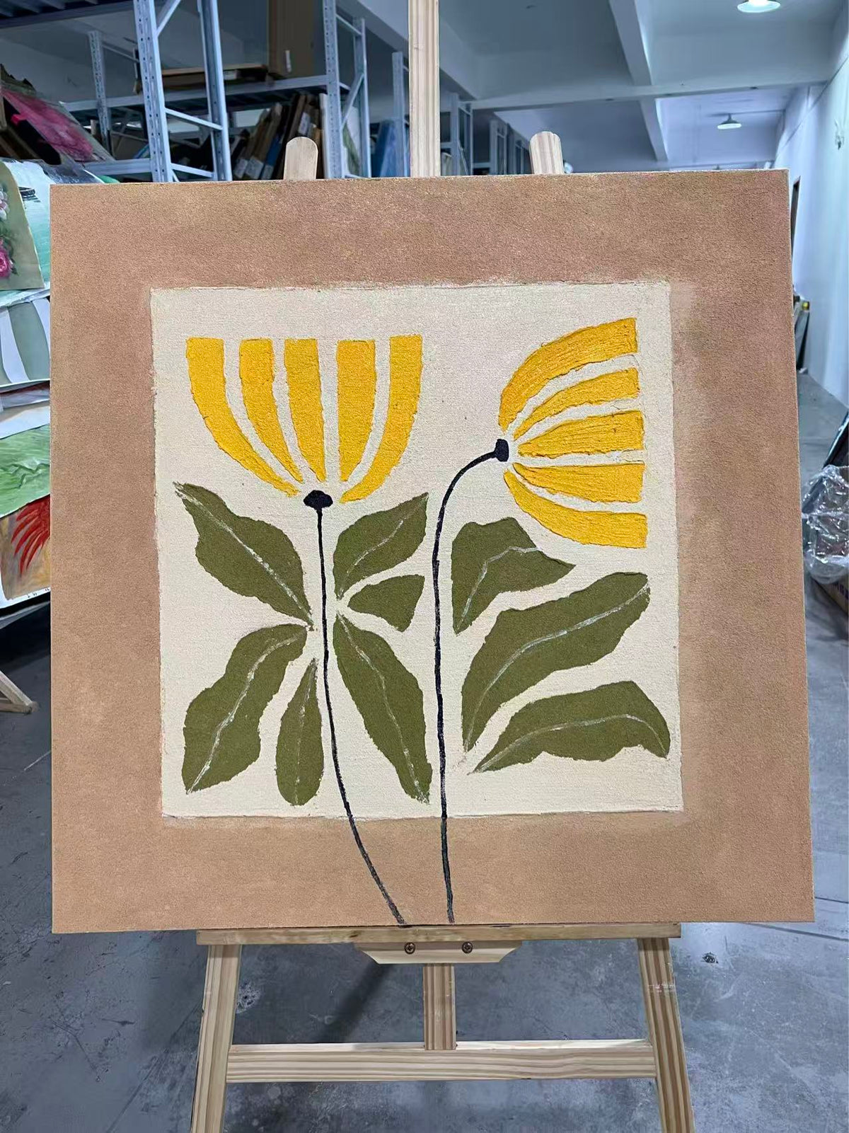 Mustard Flowers on Cream