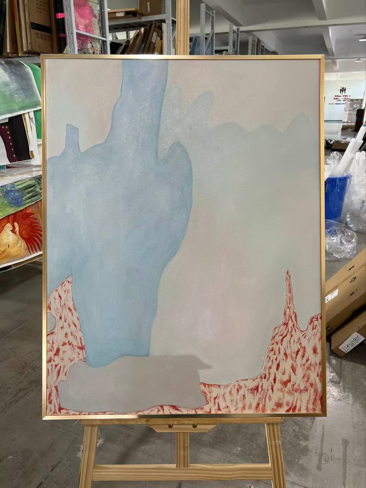 Pale Blue Shape on Grey