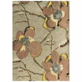 Brown and yellow flowers on twisting branches over taupe
