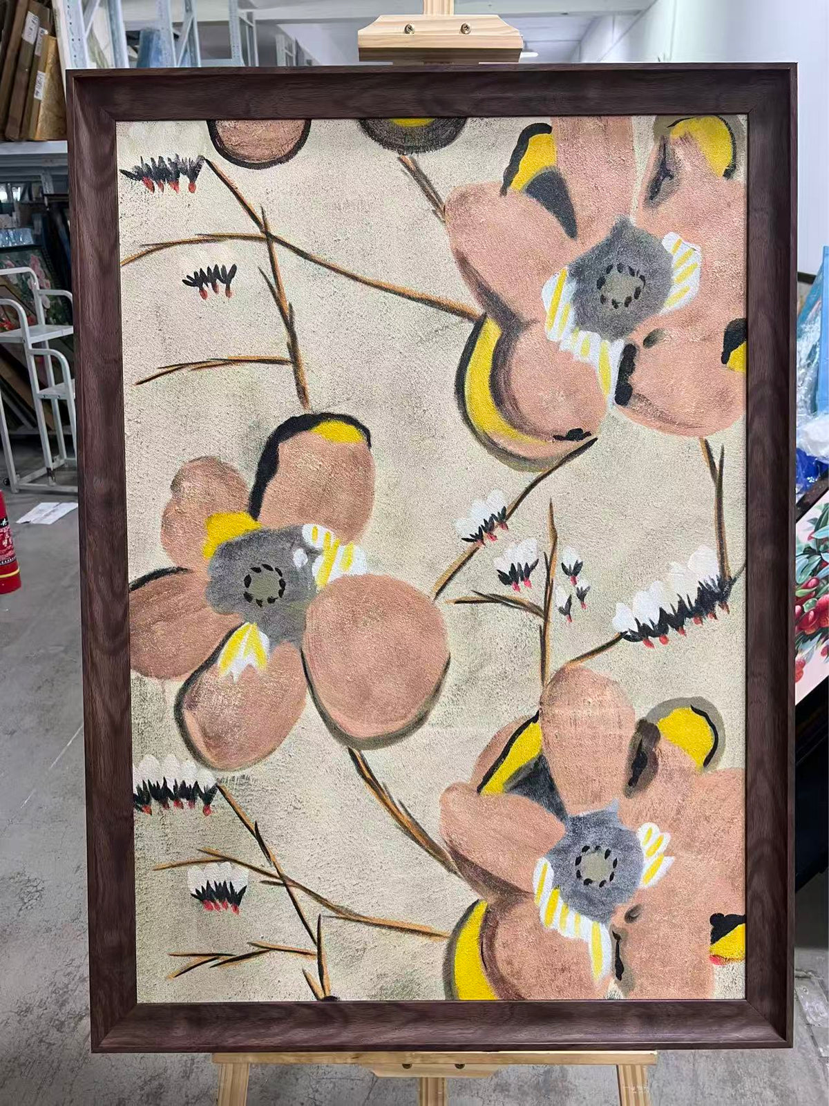 Batik Flowers on Taupe