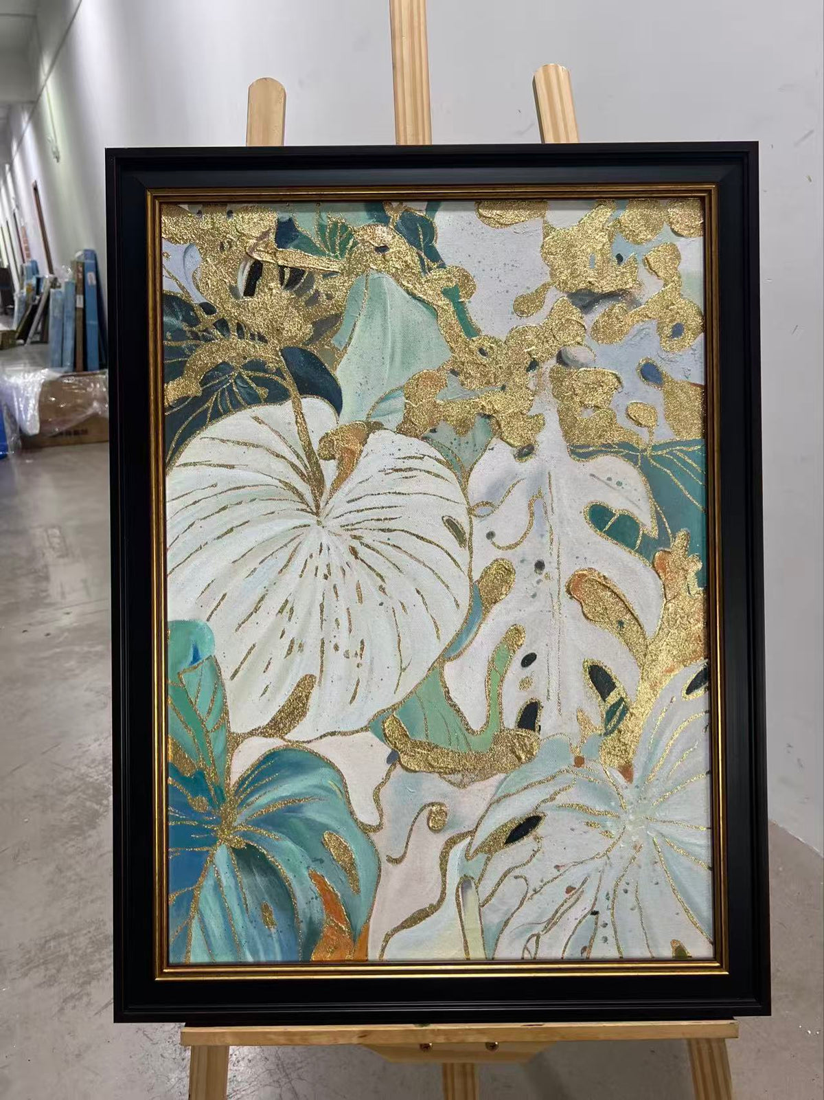Ivory Monstera on Teal