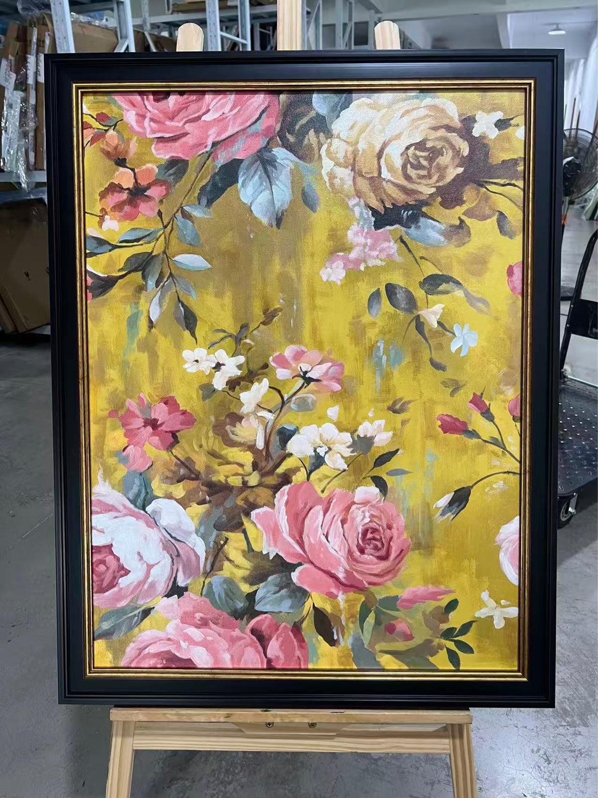 Antique Roses on Mustard