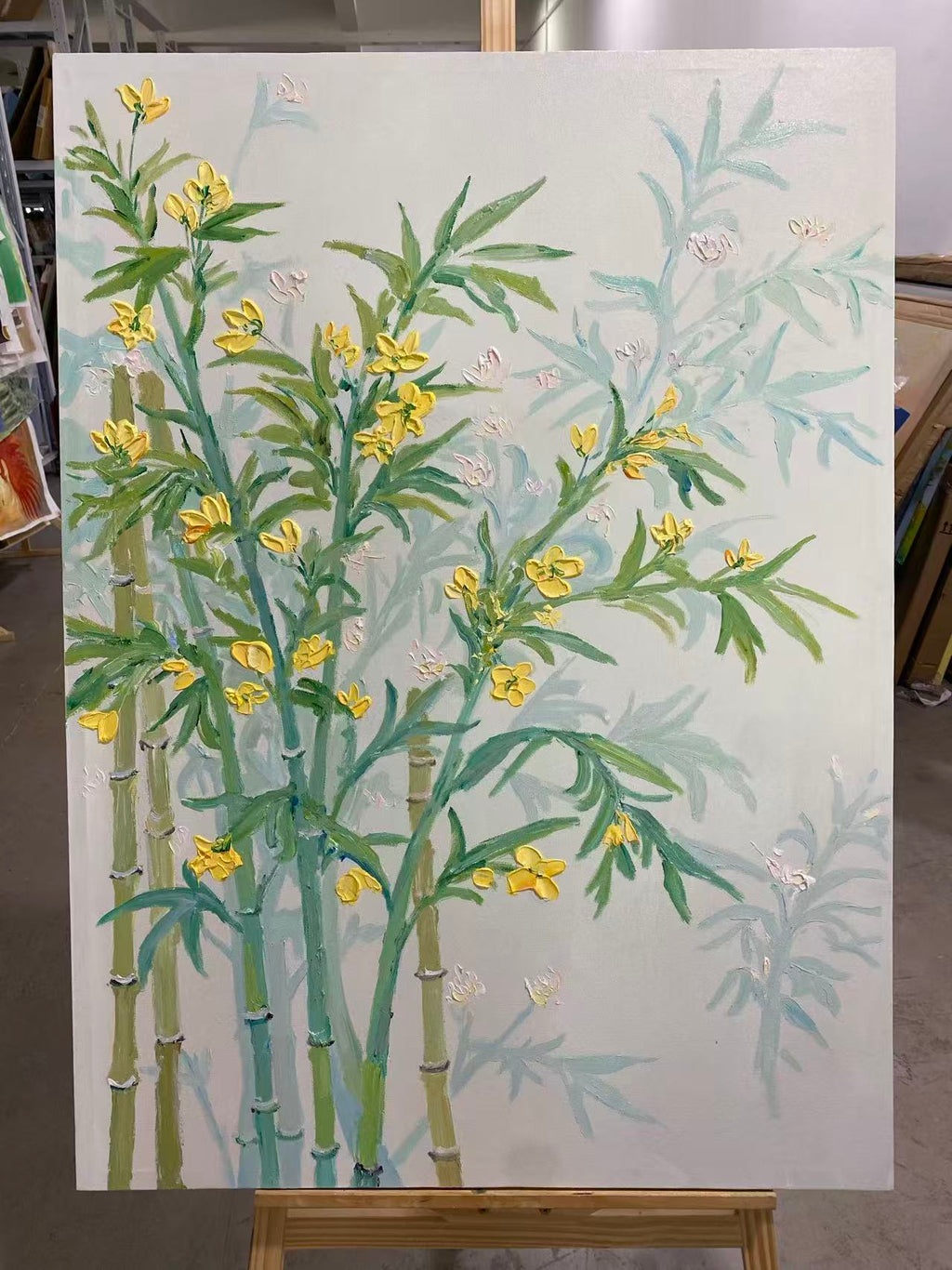 Bamboo and Yellow Blossoms