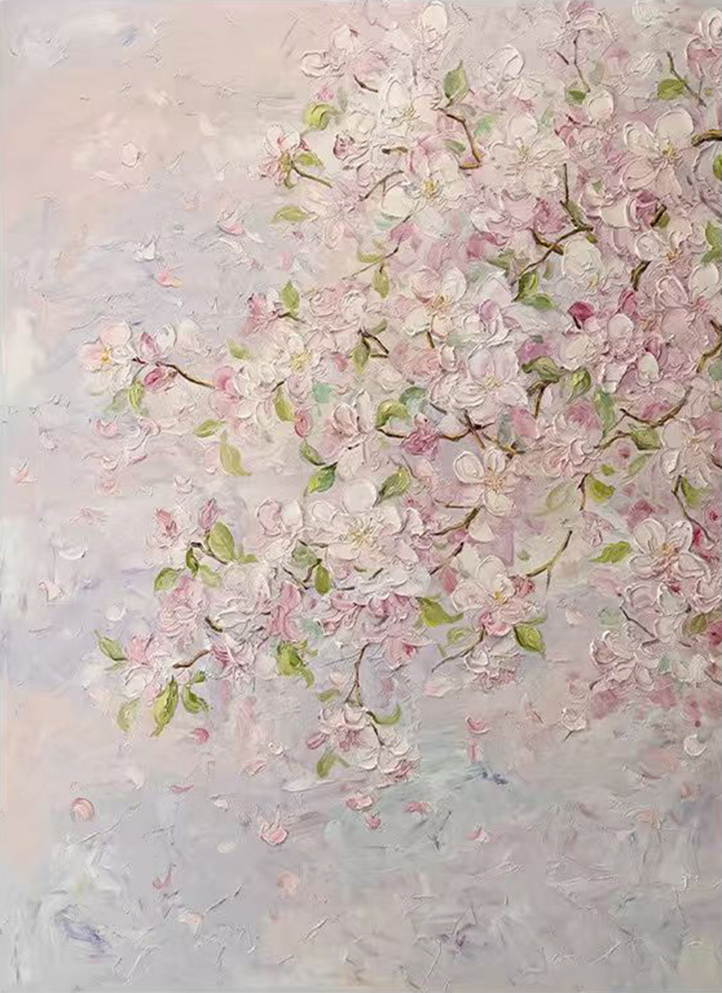 Pale pink blossoms dissolving into soft lilac grey