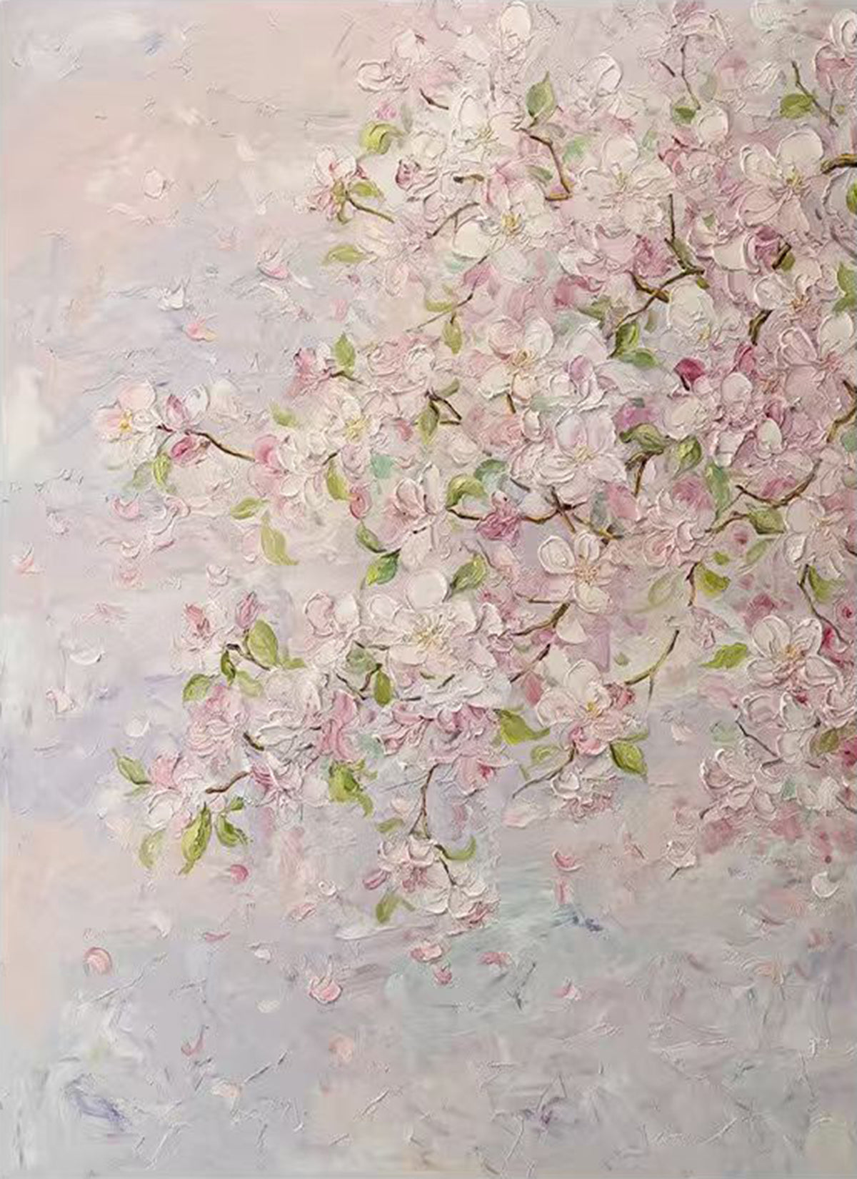 Pale pink blossoms dissolving into soft lilac grey
