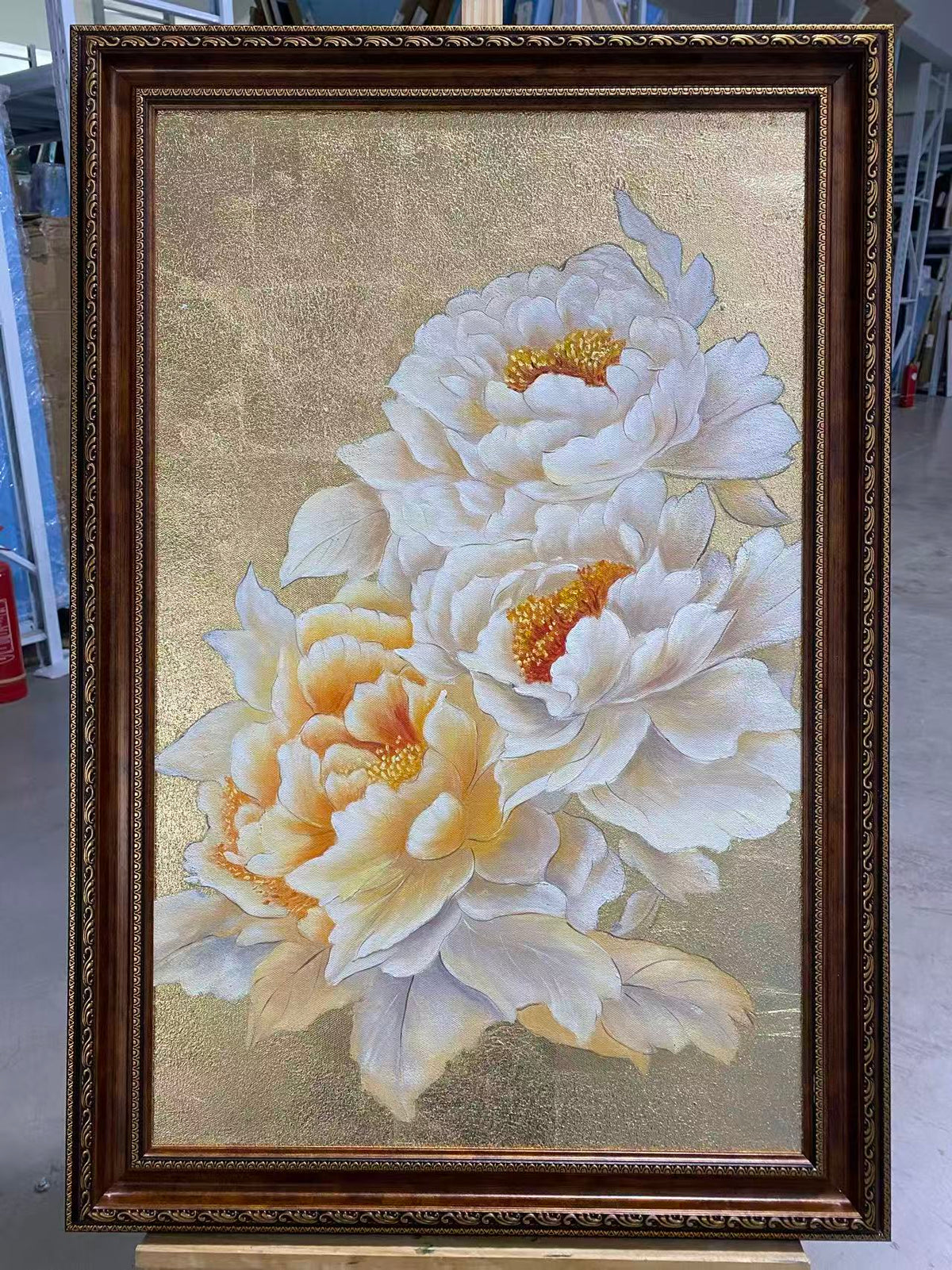 Cream Peonies on Gold