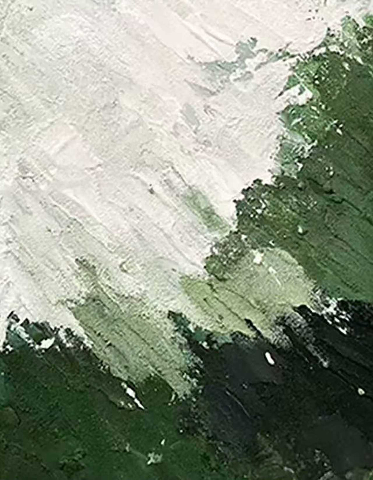 Broad strokes of forest green rising into a white sky