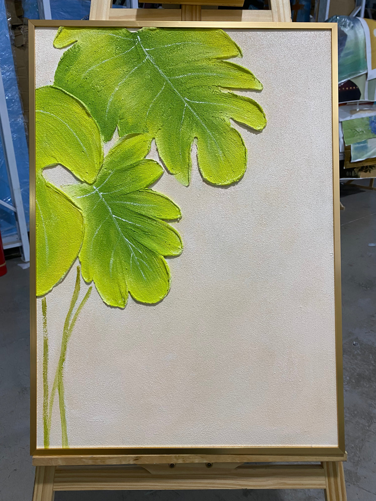 Lime Monstera on Cream