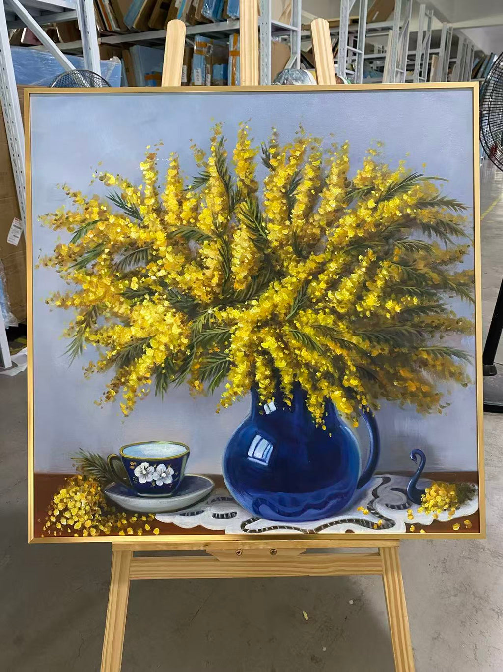 Mimosa in a Blue Vase