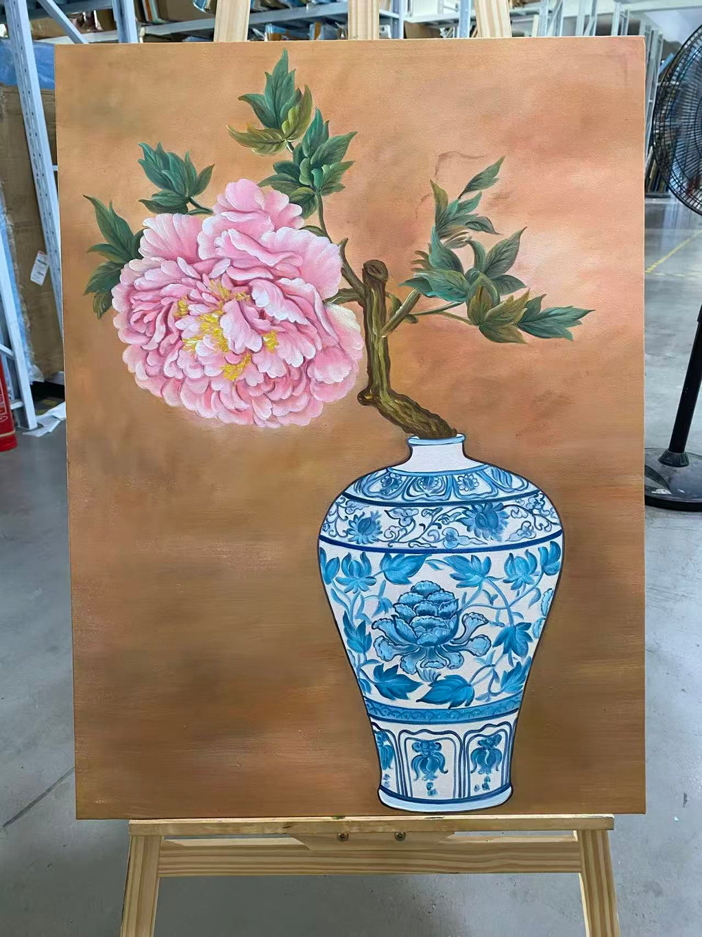 Peony in a Blue-and-White Vase