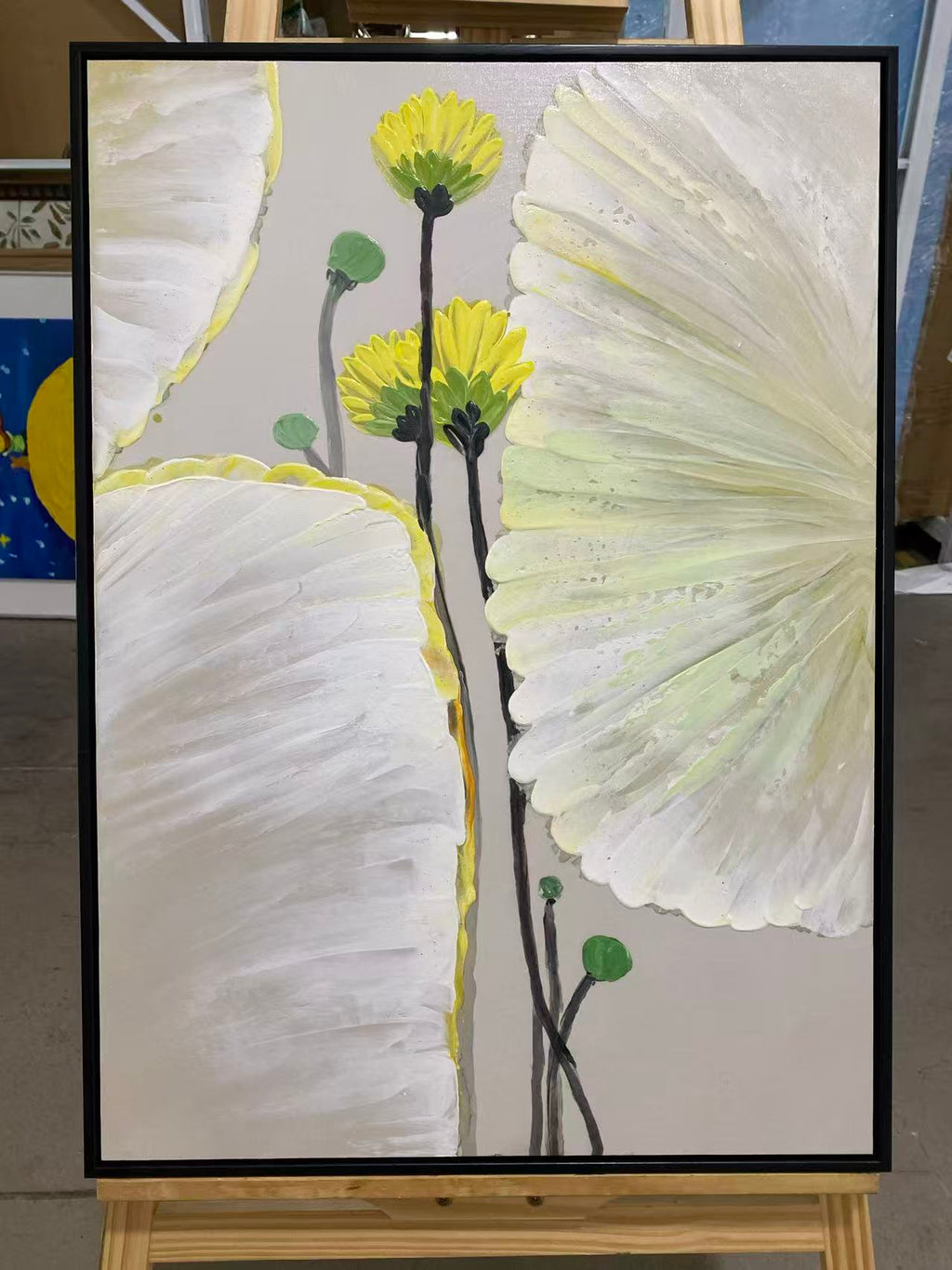 Yellow Buds and Lotus Leaf