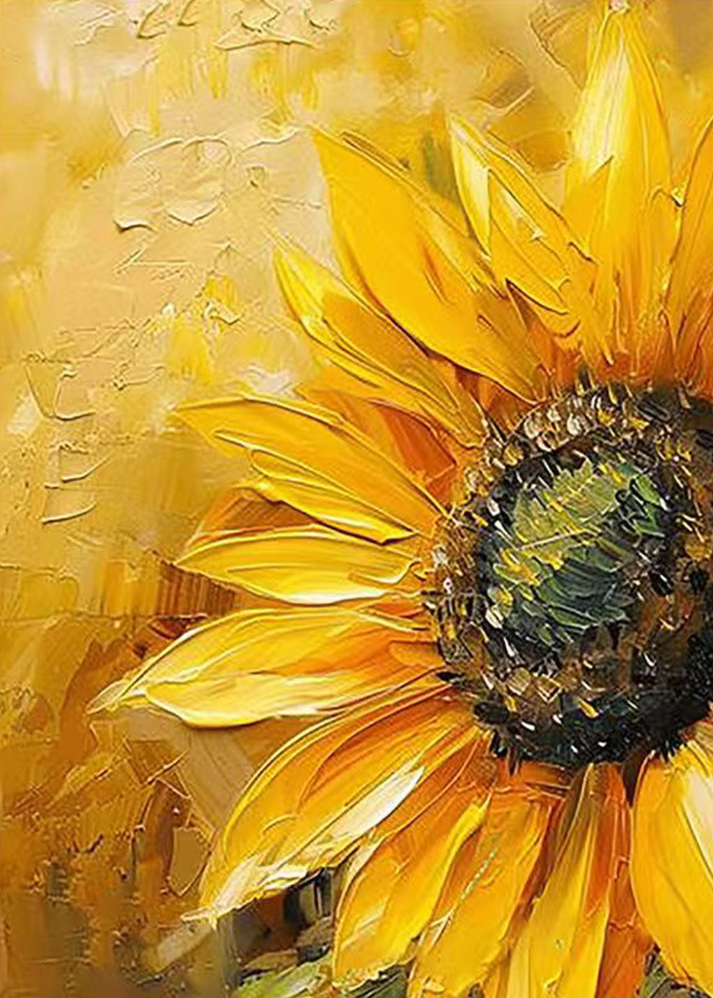 A single sunflower glowing against warm gold