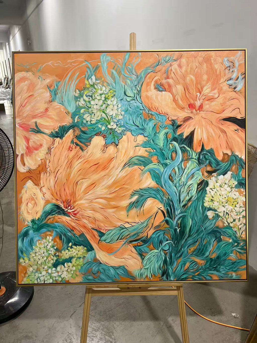 Coral Blooms in Teal Waves