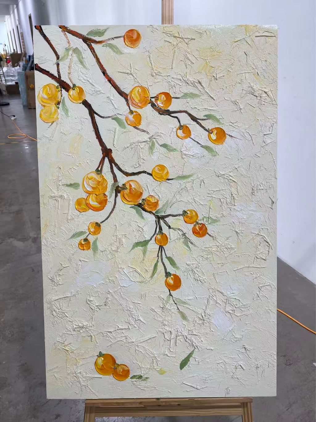 Orange Twig on Cream
