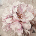A single huge blush peony in loose, creamy brushwork