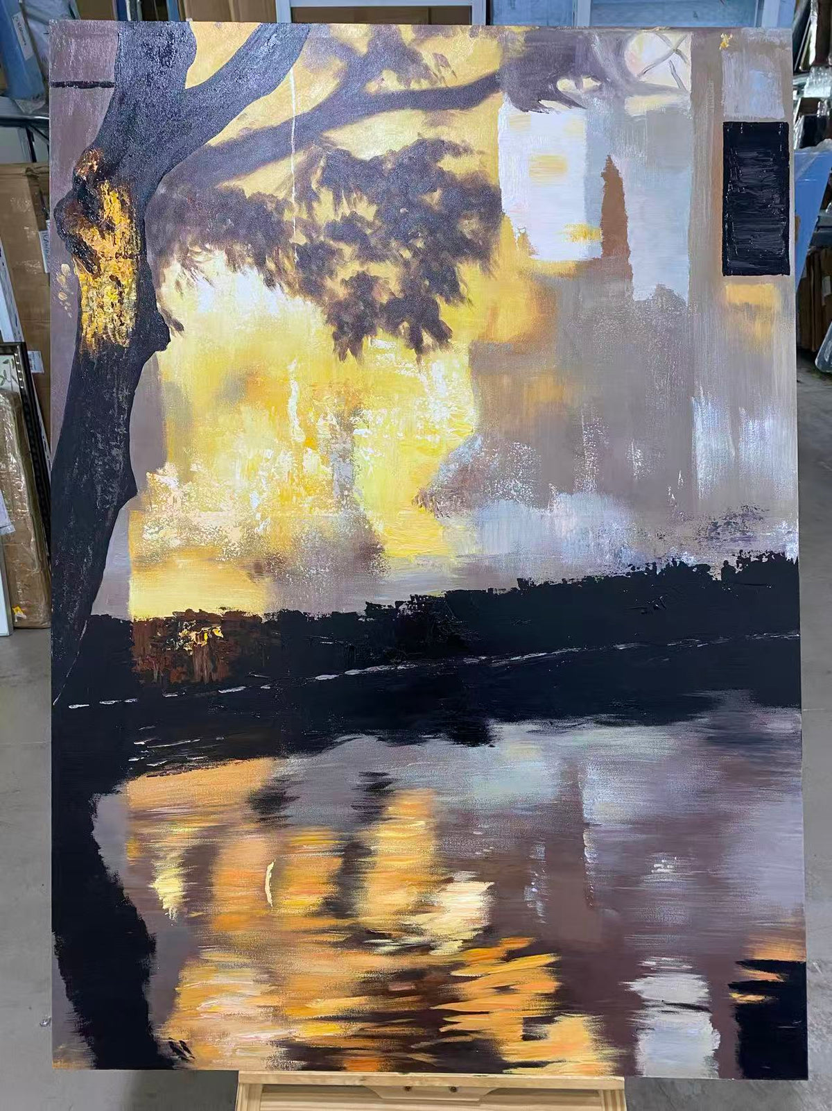 Lakeside Wall at Sunset