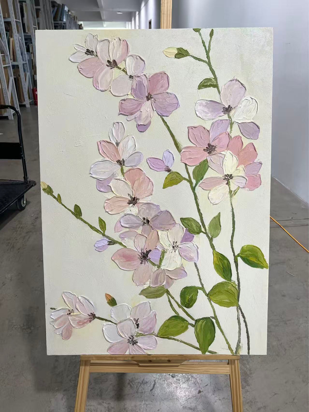 Pink Blossom Stems in Relief