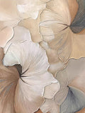 Large ginkgo-like fans layered in cream, taupe and grey