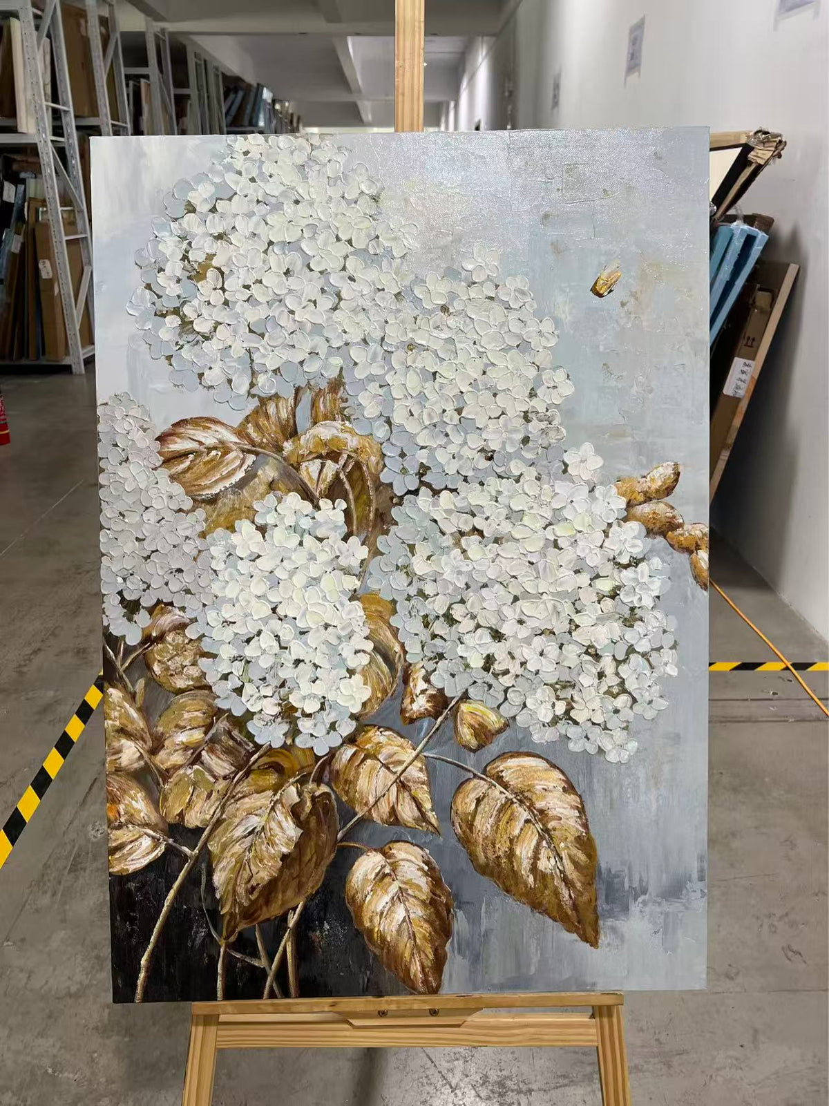 White Hydrangea with Gold Leaves