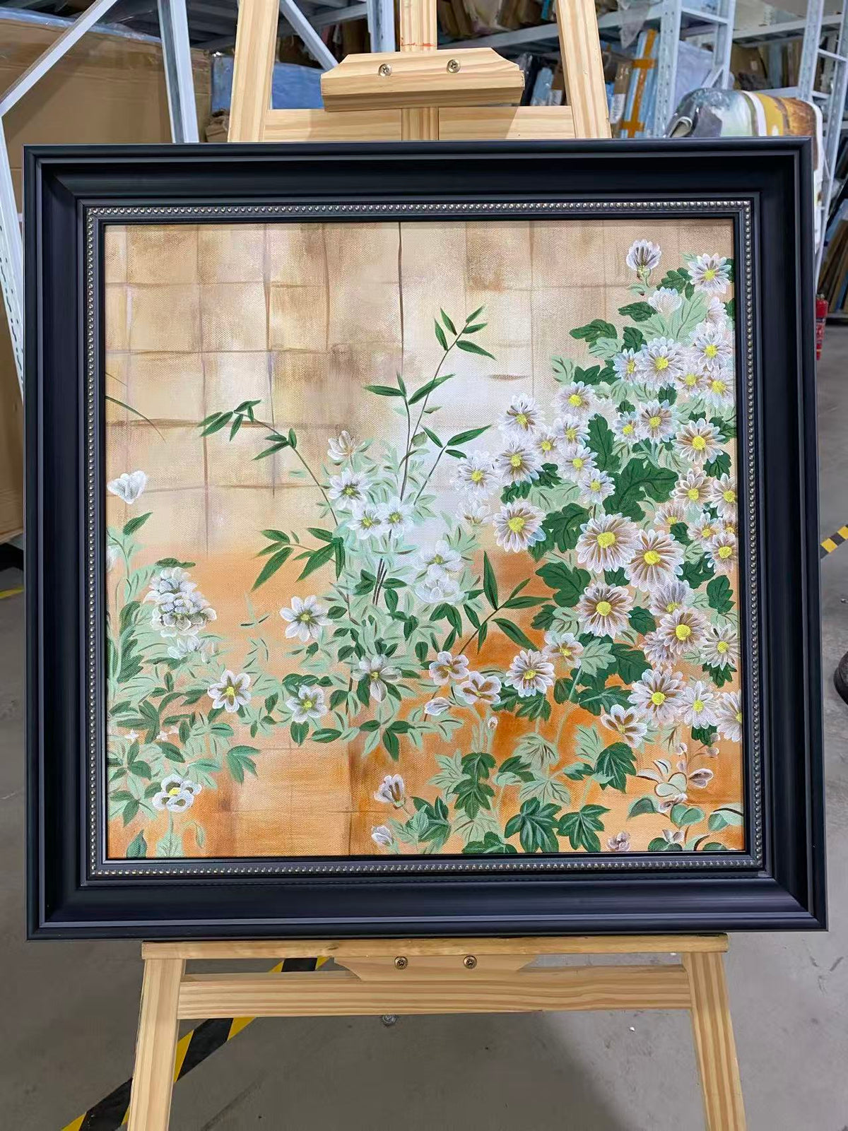 Chrysanthemums on Gold Leaf