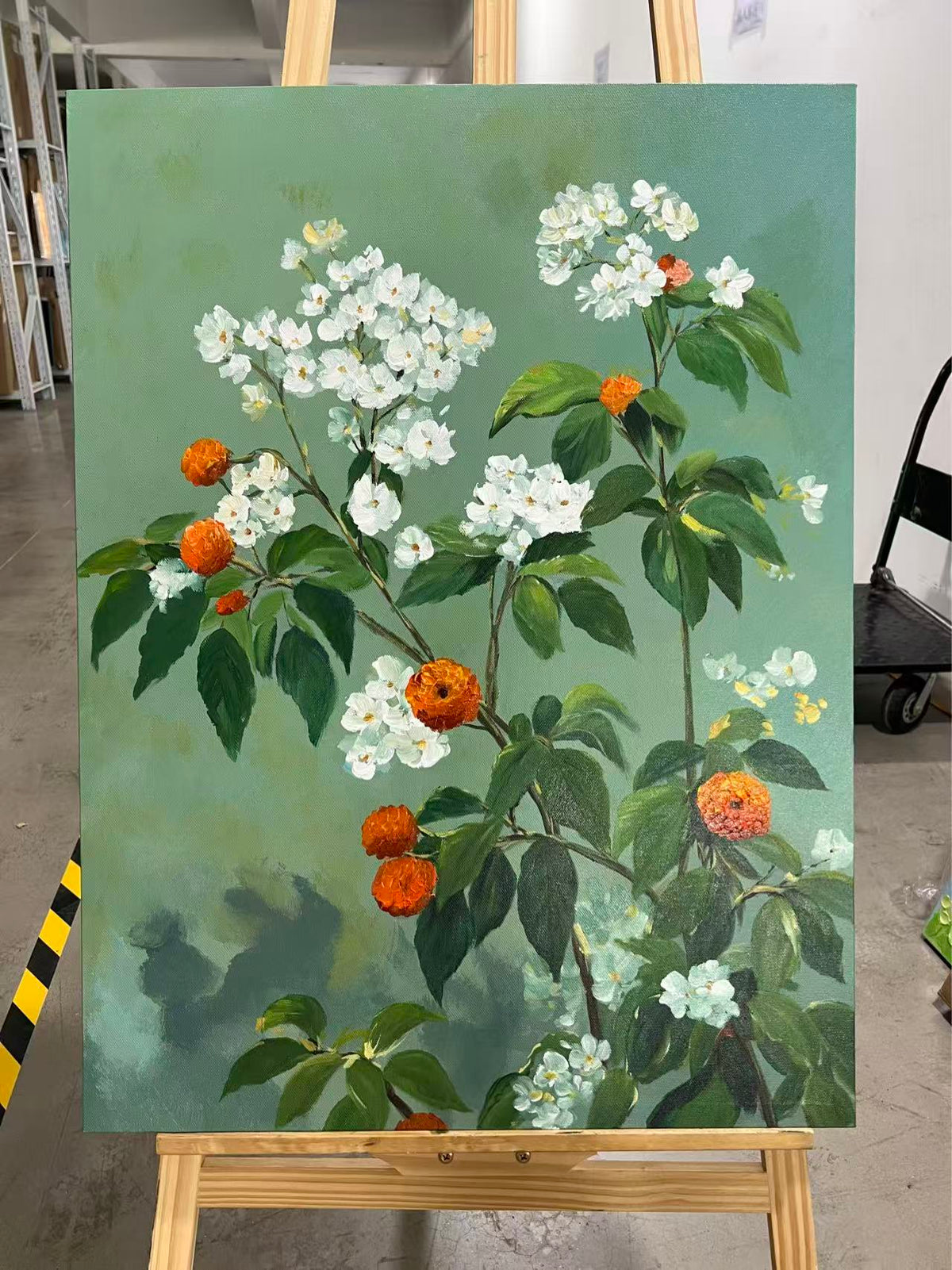 White Blossoms and Orange Berries