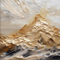 A mountain sculpted in thick gold and bronze paint under swirling sky