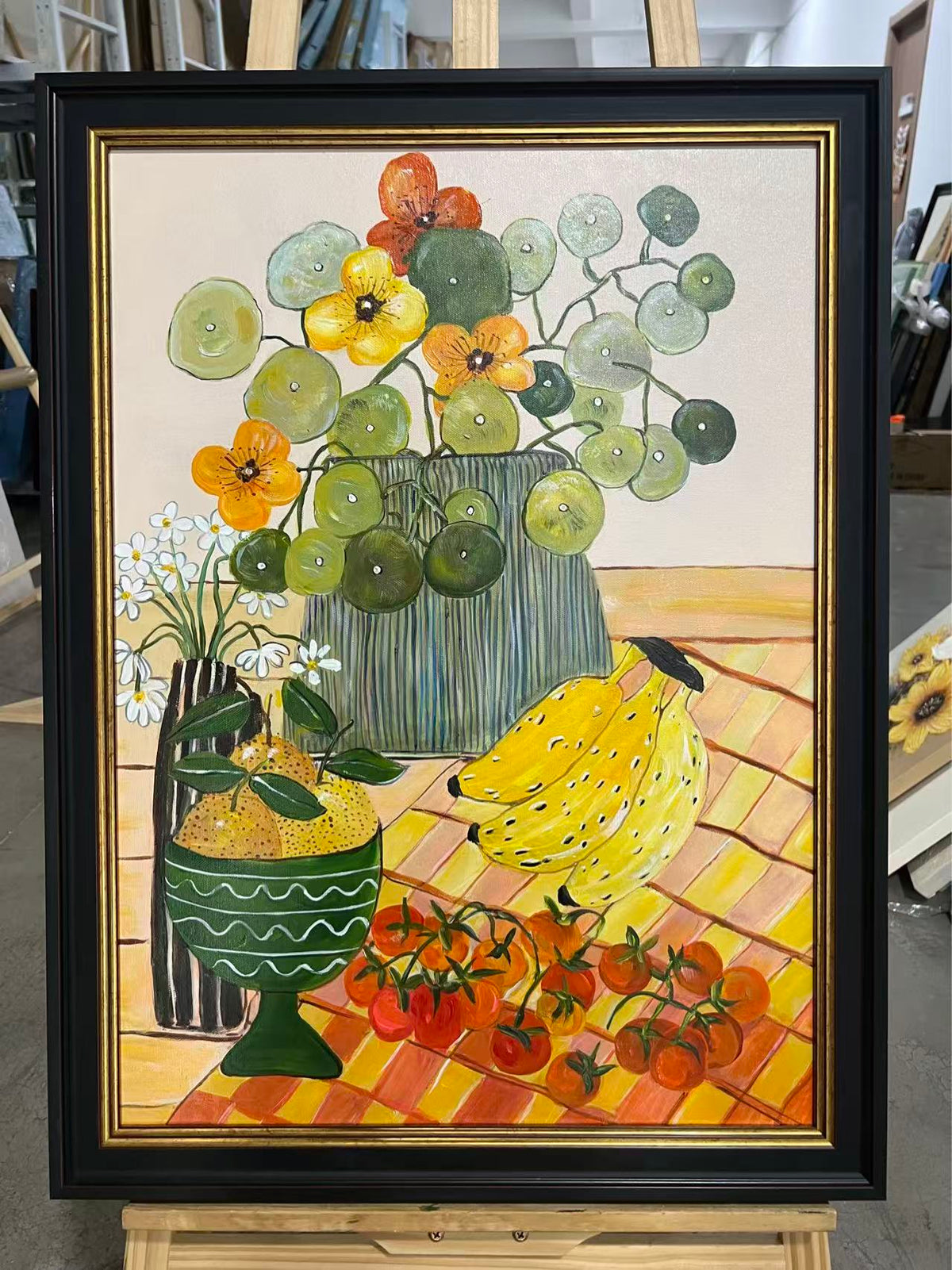 Table with Bananas and Flowers
