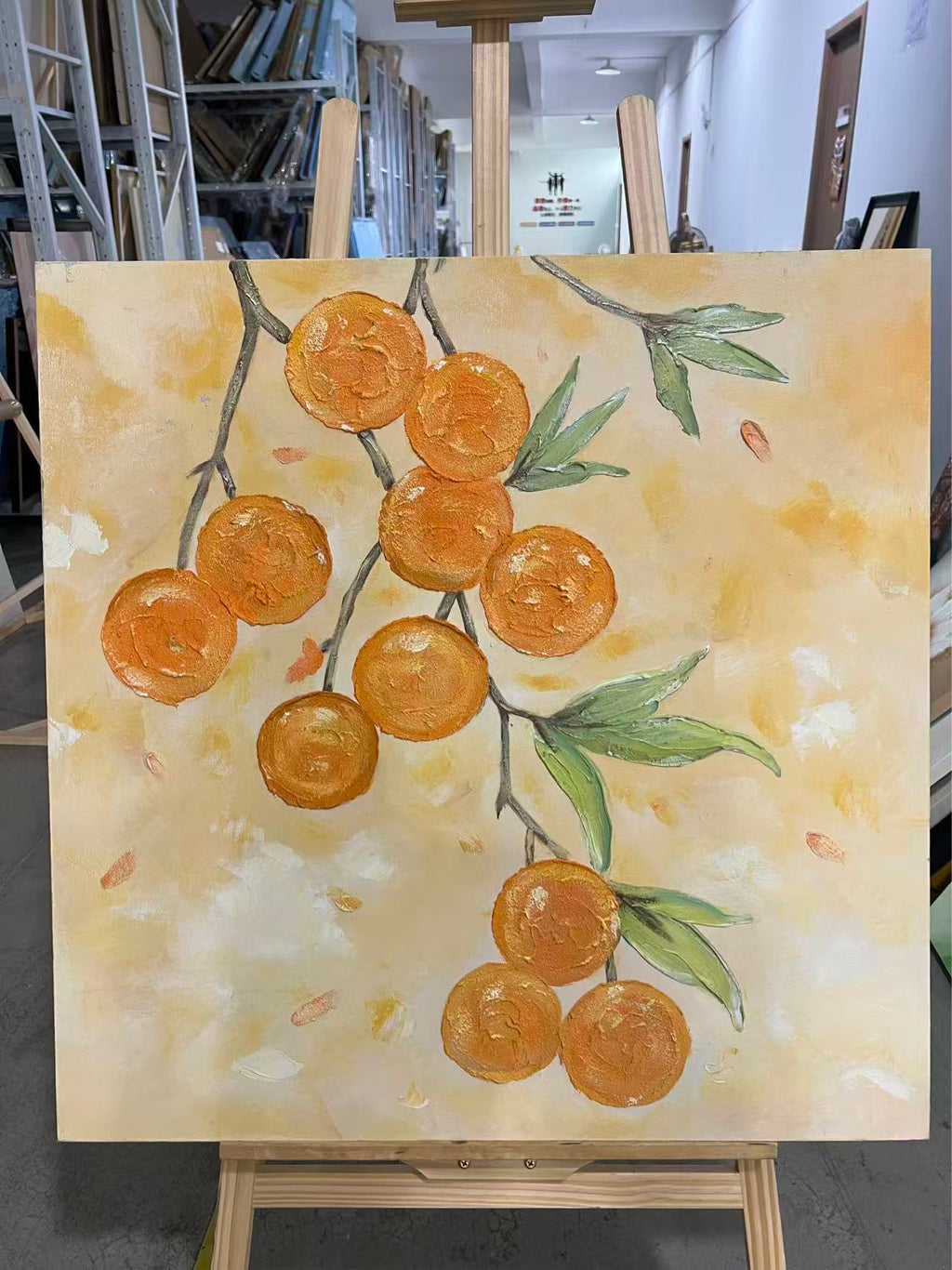 Orange Branch on Yellow