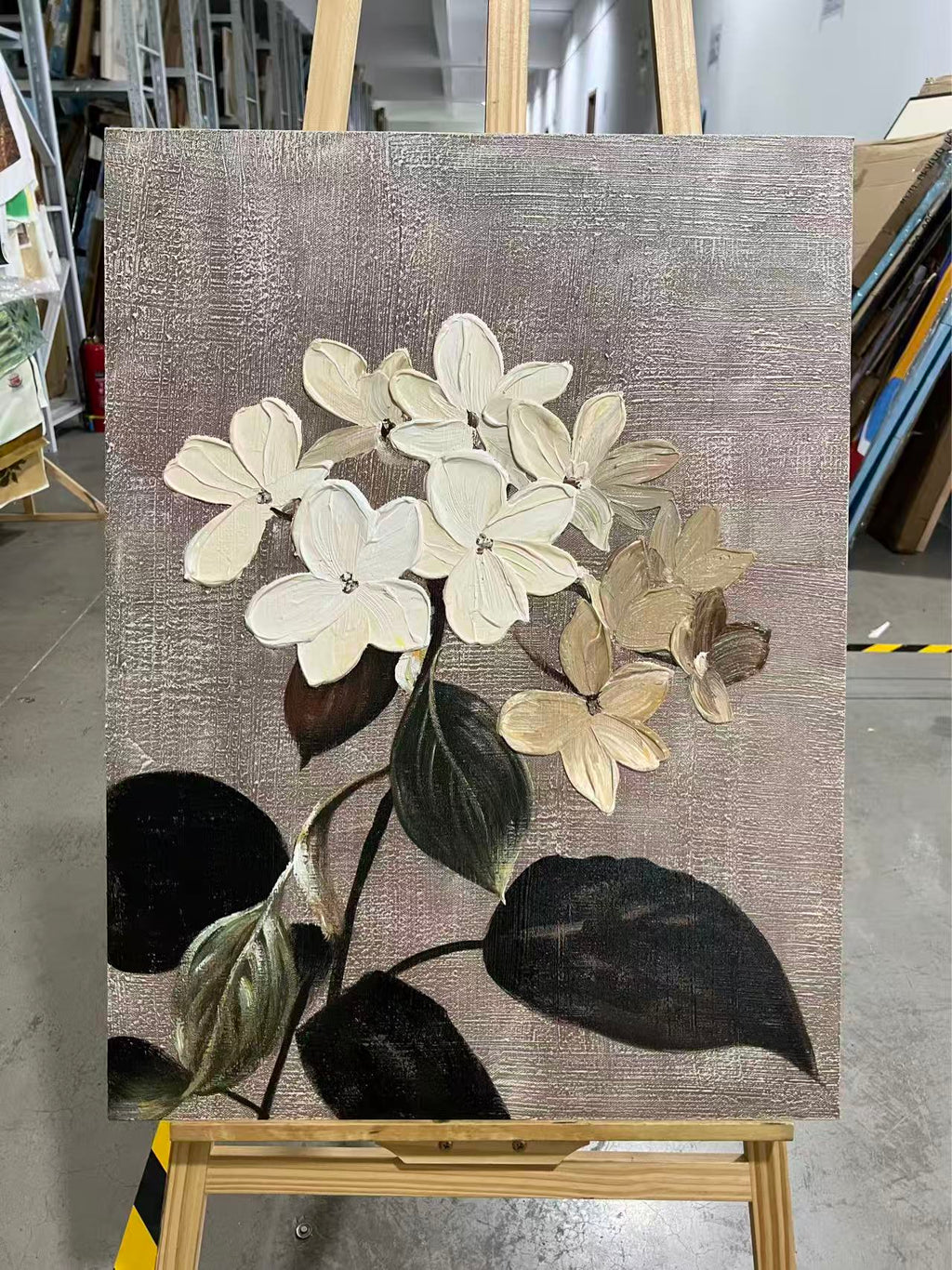 Pale Hydrangea on Linen