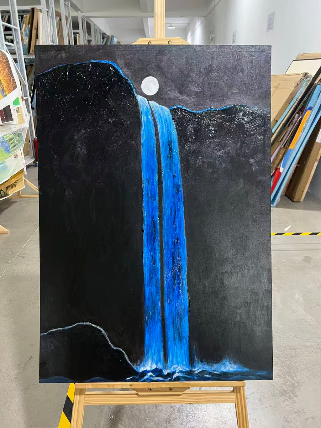 Waterfall under the Moon