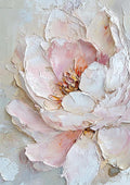 One large blush peony carved in thick creamy paint