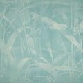 Faint sweeping grass shapes on a dusty teal ground