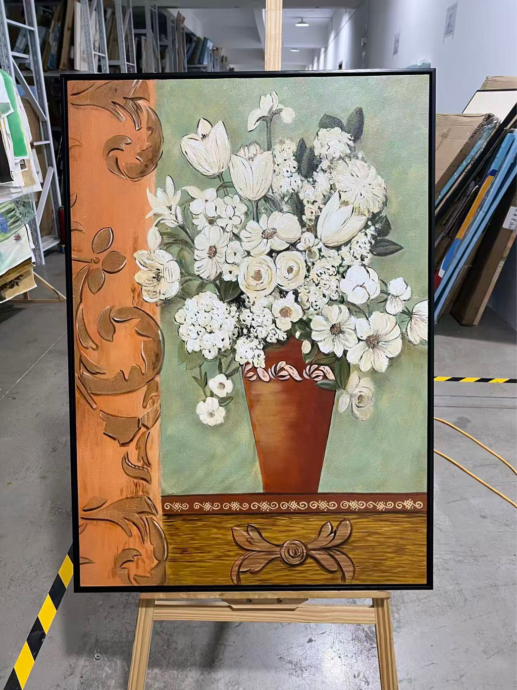 White Bouquet in a Terracotta Urn
