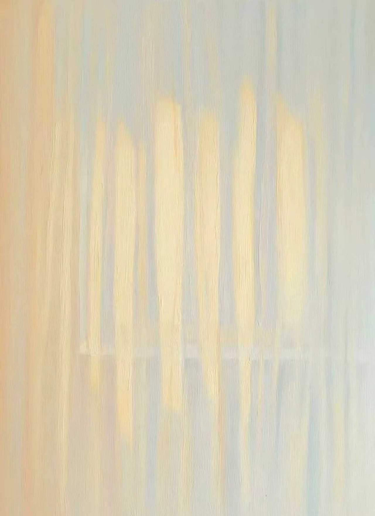 Soft vertical strokes of butter yellow and pale blue, like light through sheer curtains