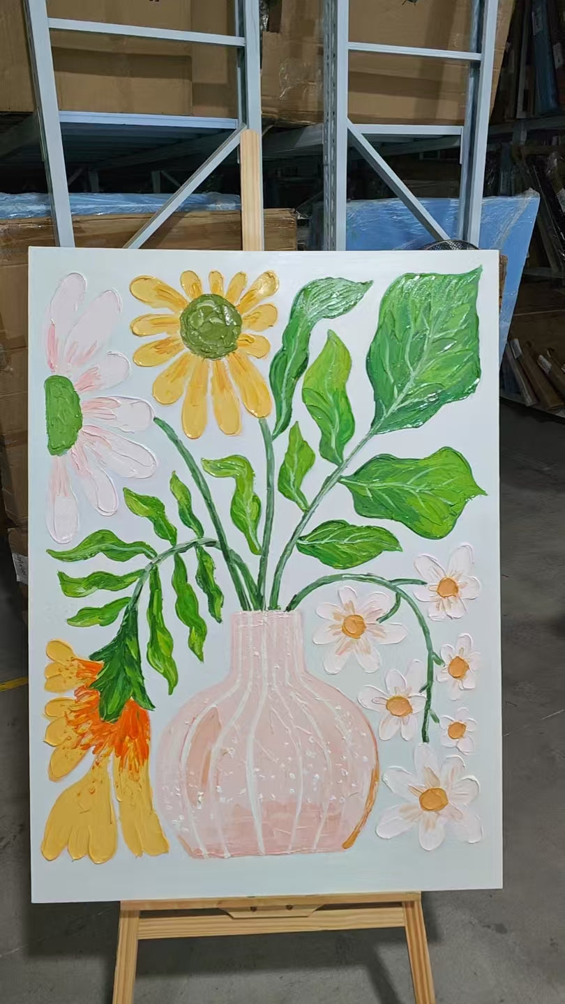 Daisies in a Pink Vase
