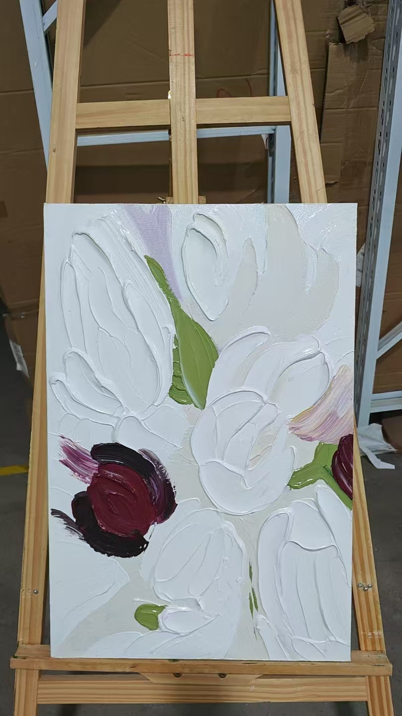 White Tulips in Thick Paint