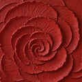 A huge spiralling rose carved in deep crimson paint