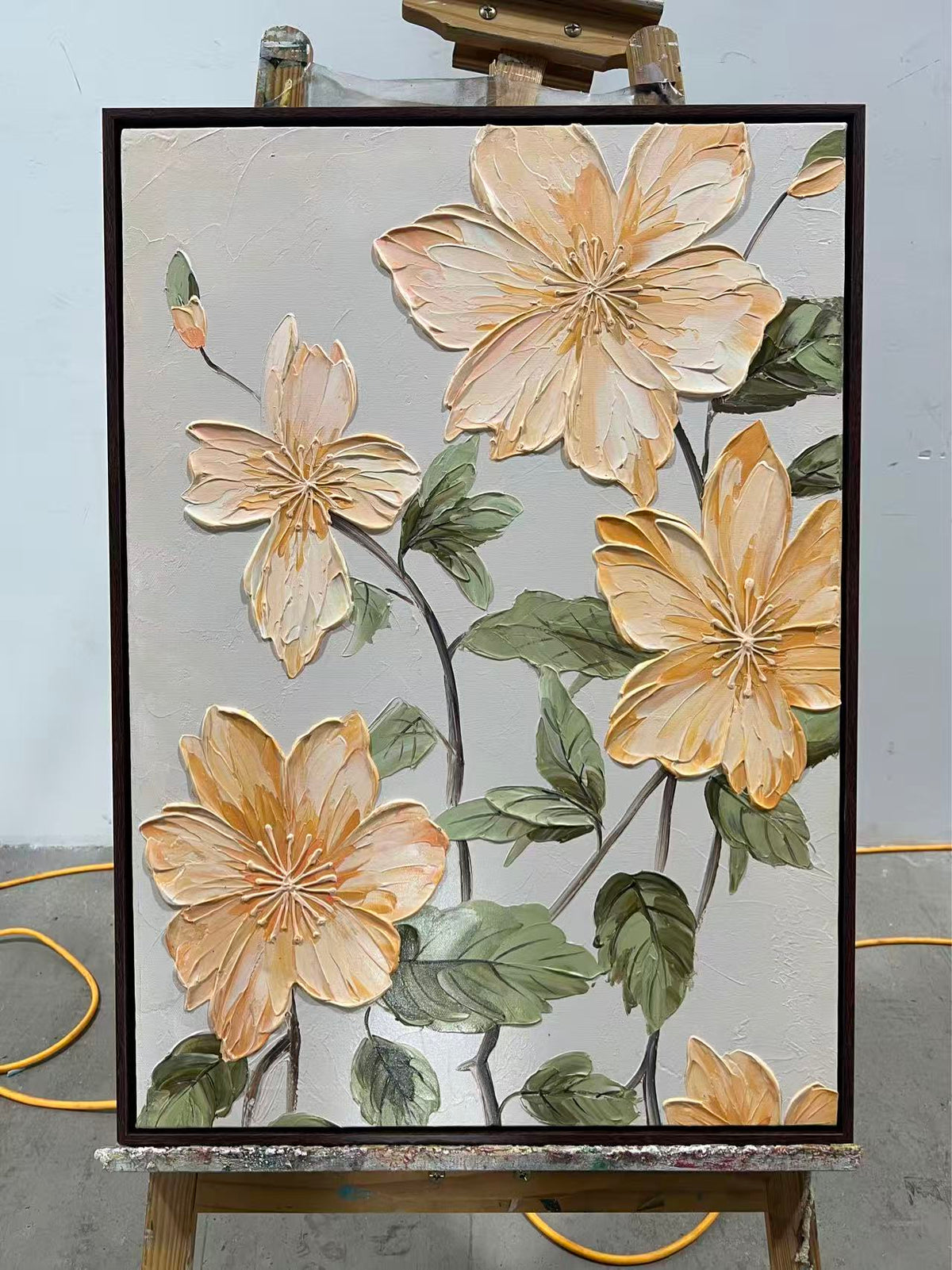 Peach Hibiscus in Relief