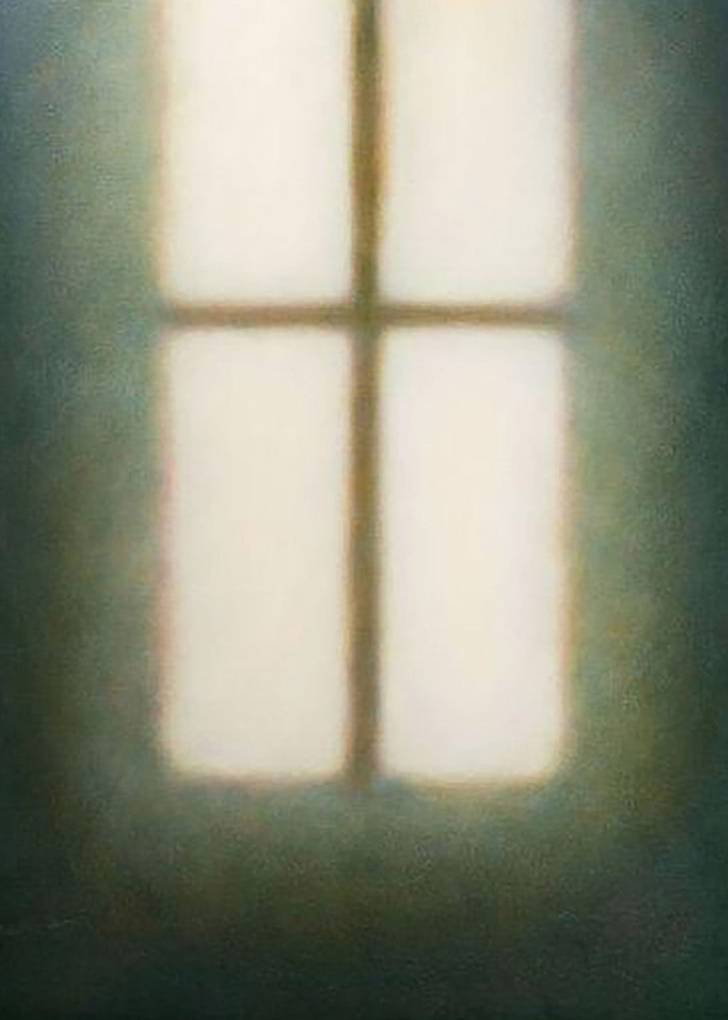 A soft-glowing window floating in deep green shadow