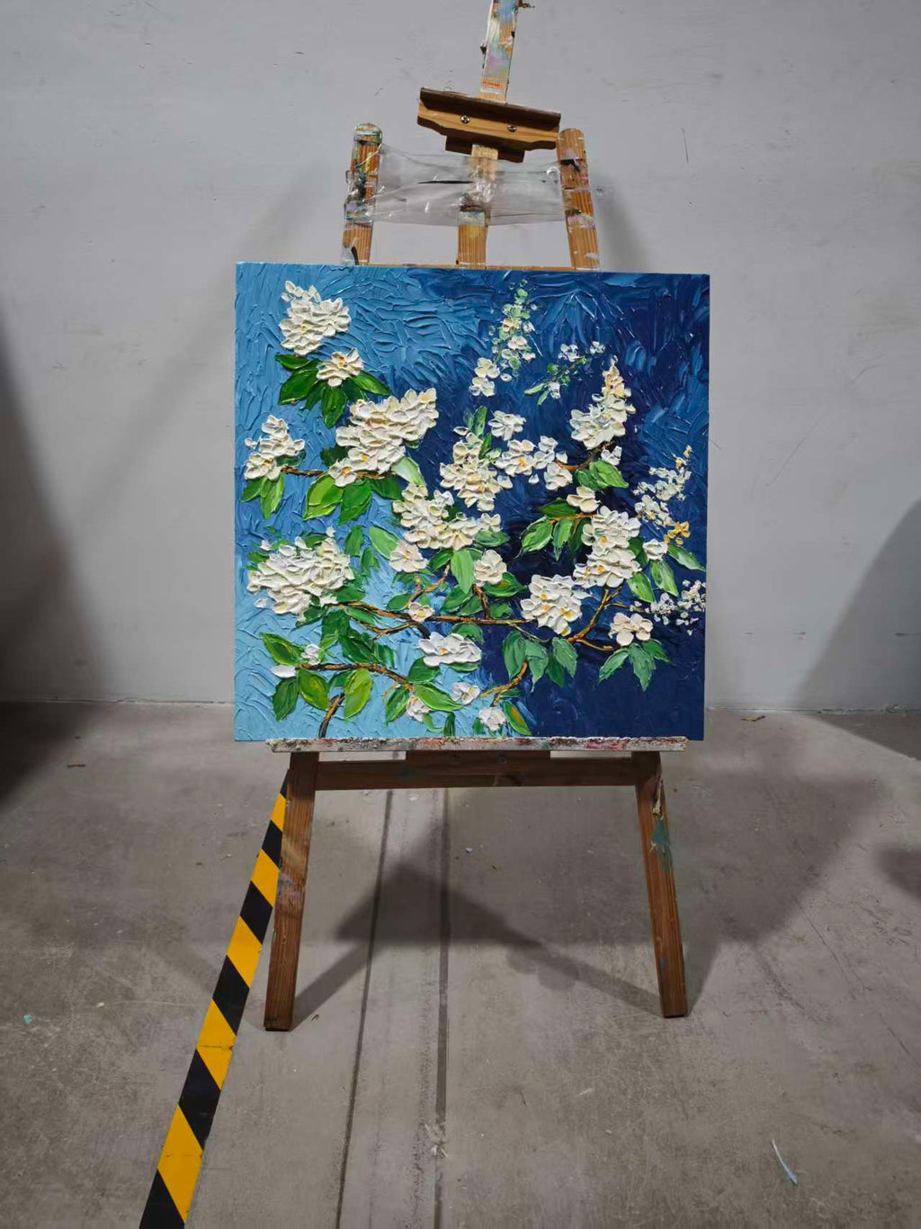 White Blossoms on Navy