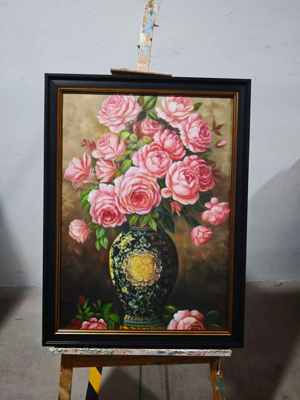 Pink Roses in a Cobalt Urn