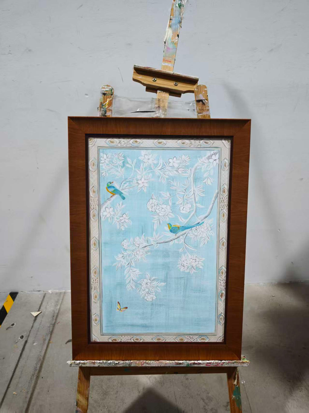 Birds on Pale Blue Silk