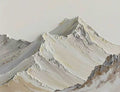 Sculpted white mountain ridges in thick palette-knife strokes