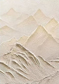 Layered mountain peaks sculpted in thick ivory and pale gold texture