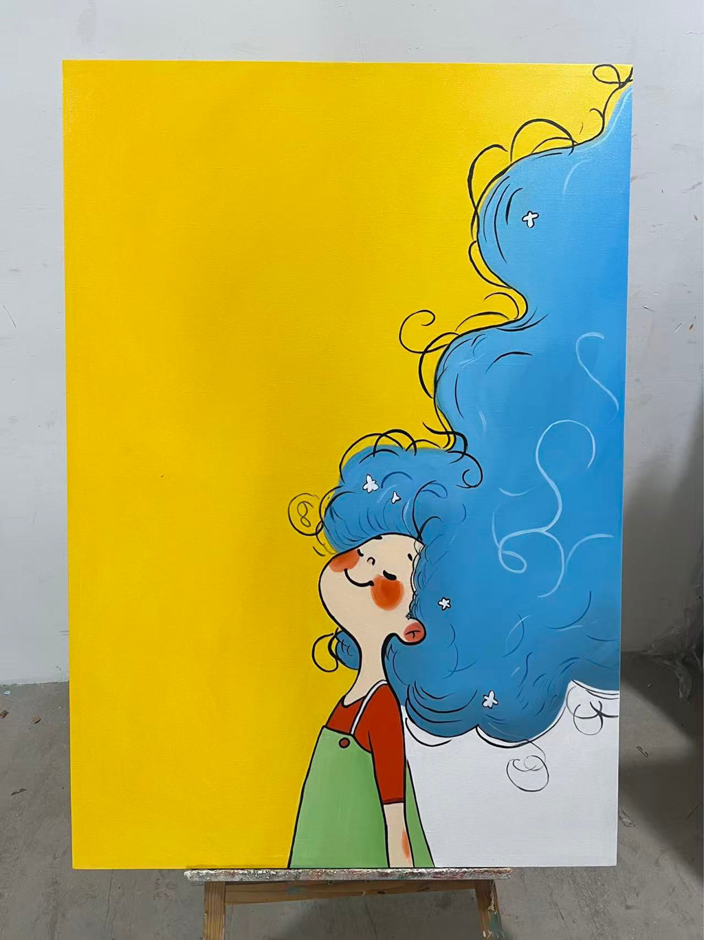 Blue Hair in the Breeze