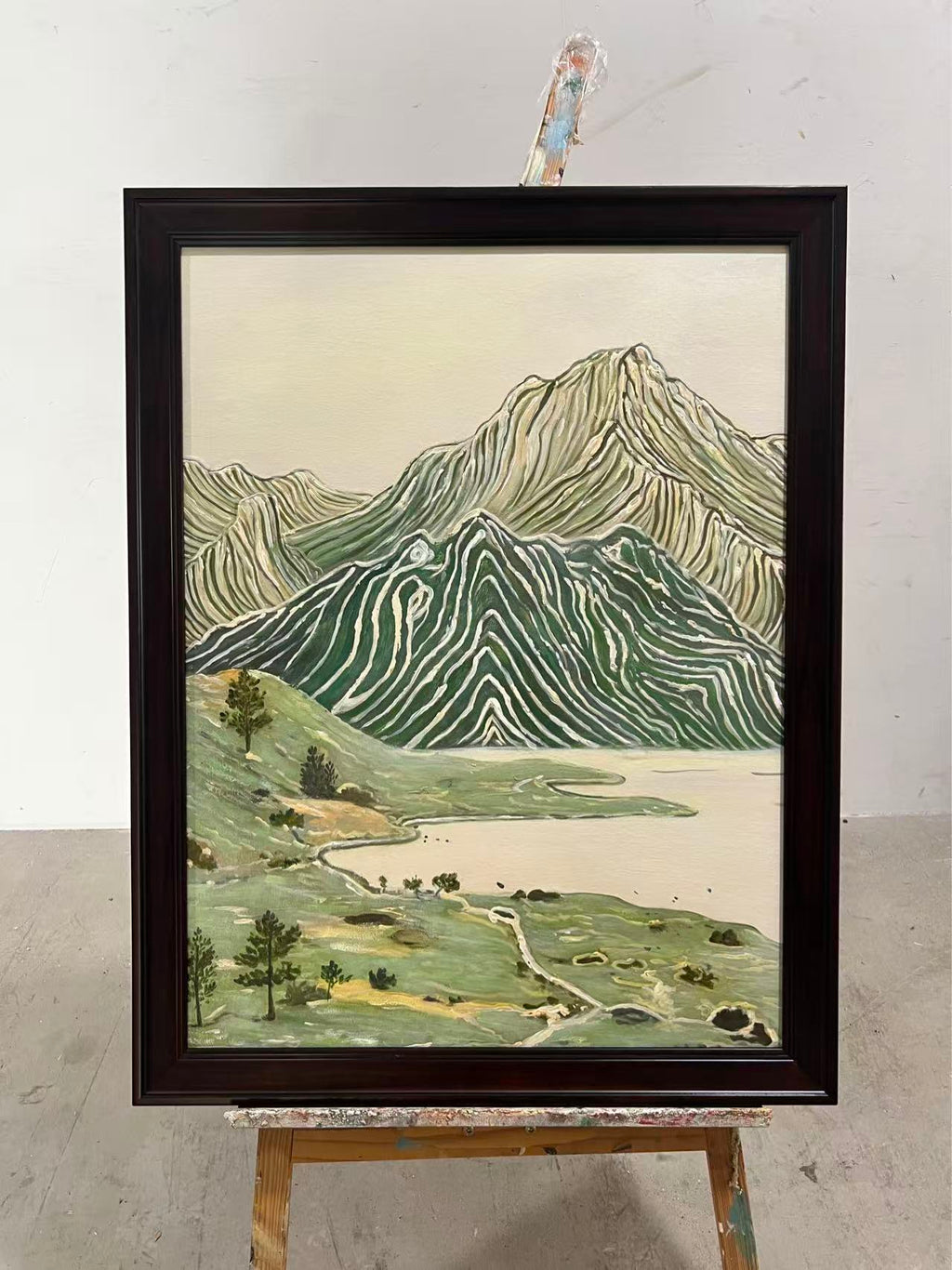 Striped Mountains by the Lake