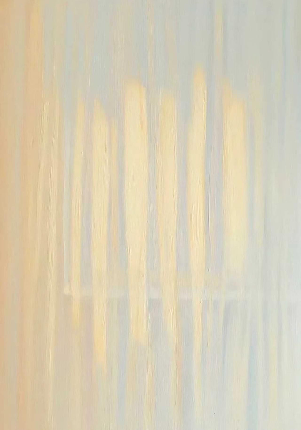 Soft vertical streaks of pale gold and powder blue, like light through sheer curtains