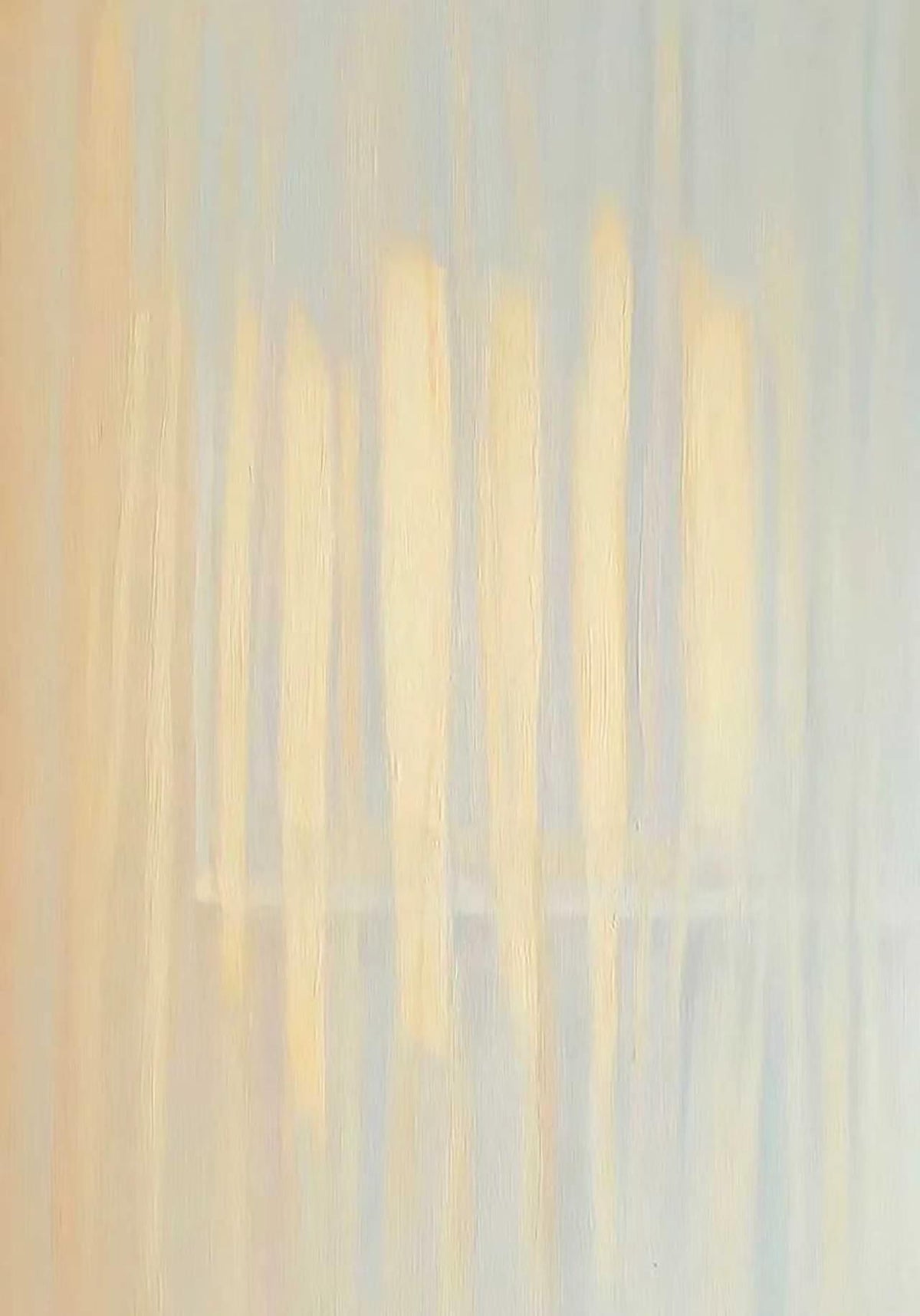 Soft vertical streaks of pale gold and powder blue, like light through sheer curtains